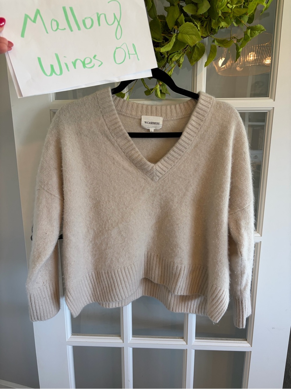 Cream V-Neck Cashmere Blend Sweater